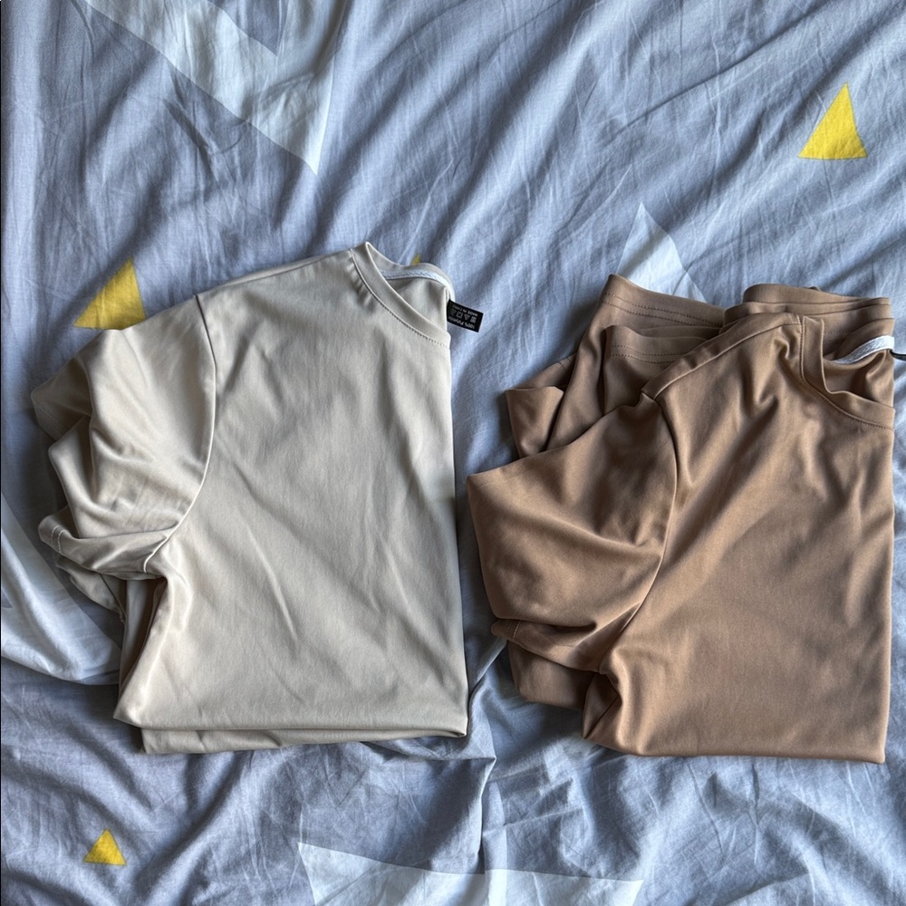 Cream and Tan T-Shirts (two t shirts)